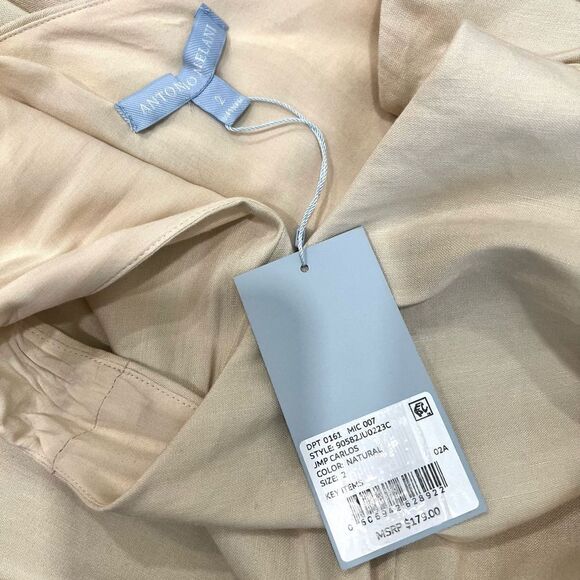 ANTONIO MELANI Carlos One Shoulder Tie Waist Wide Leg Jumpsuit in Natural Size 2 - Picture 4 of 7